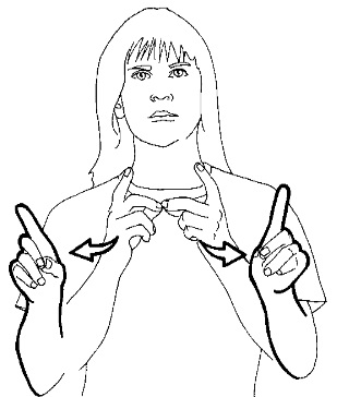 <p>With both hands signing &quot;D,&quot; start with finger tips touching and then move them out and away from you</p>