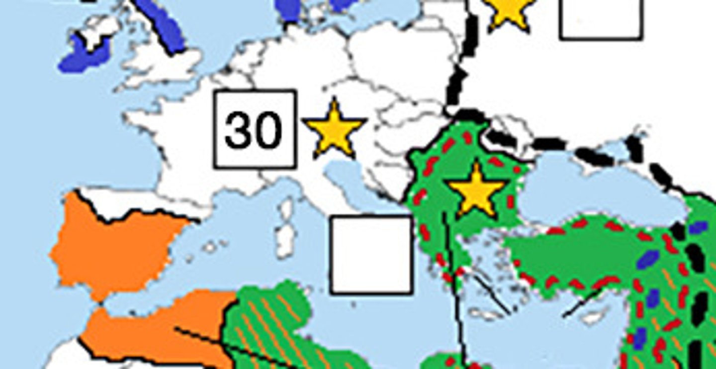 <p>DEFINITION</p><p>Map Location #30; Wealthy Italian city-state which used its navy to gain power and control over Mediterranean trade.</p>