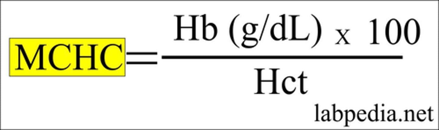 <p>(Hgb)(100) / Hct %</p>