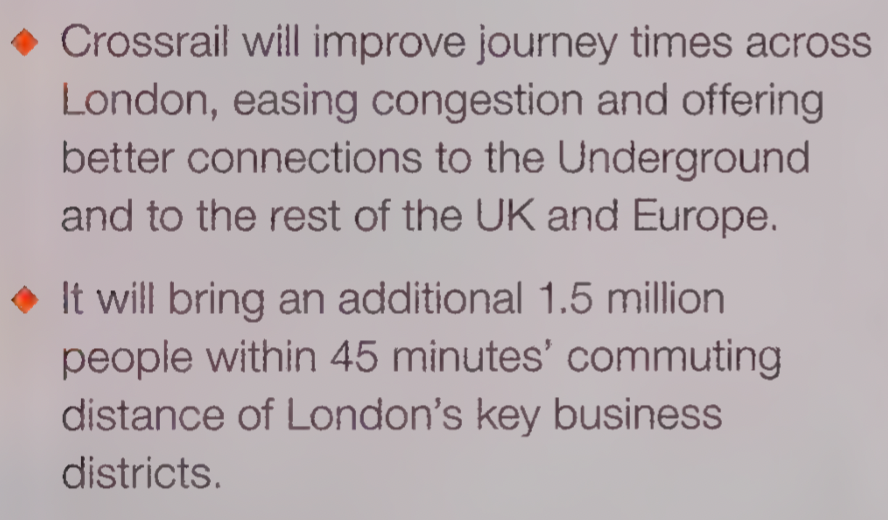 <p>A new railway across the capital that links the west of London (Reading, Heathrow) to the east (Abbey Wood).</p>