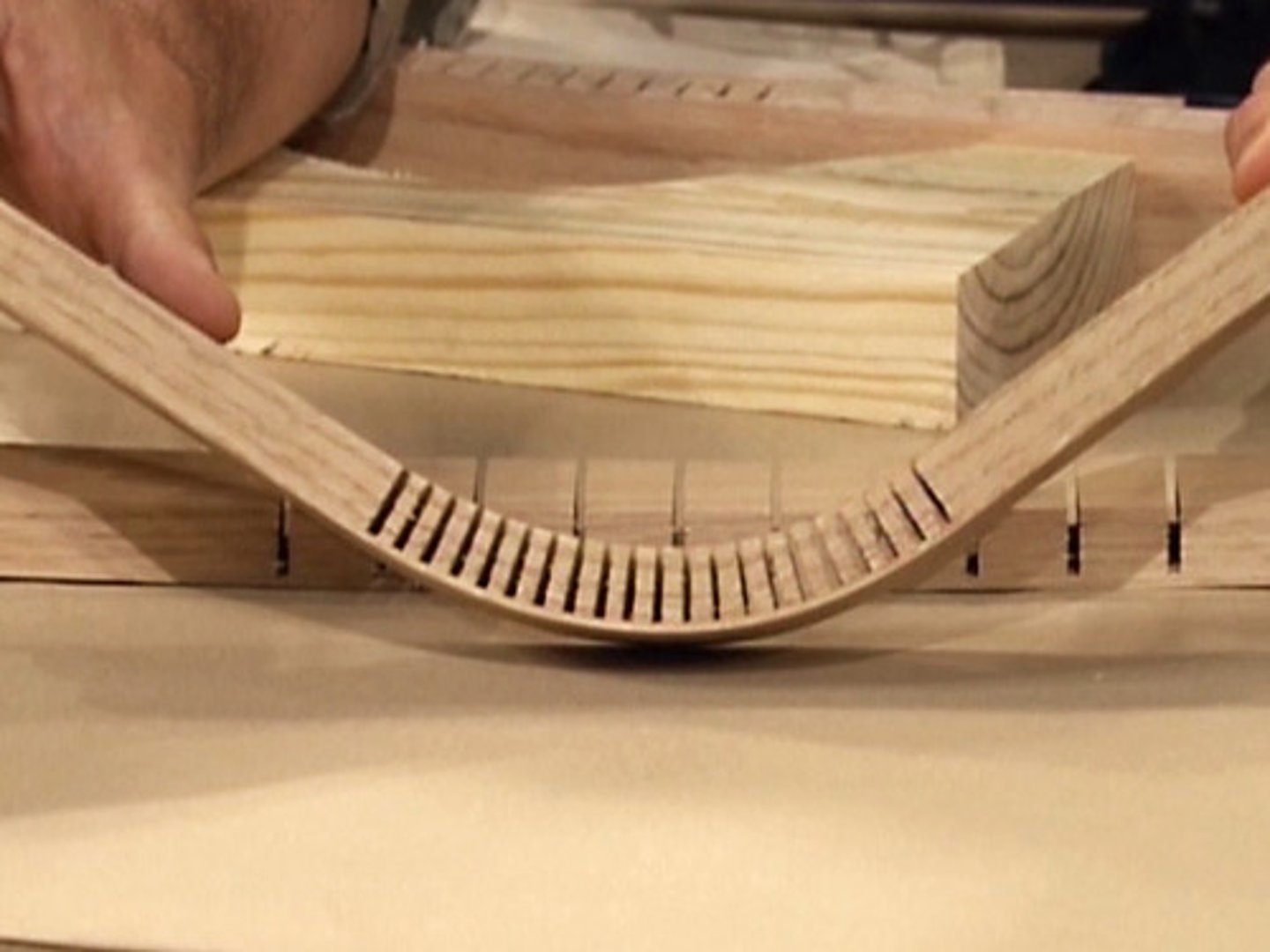 <p>Adding slots to a material to allow it to bend.</p>