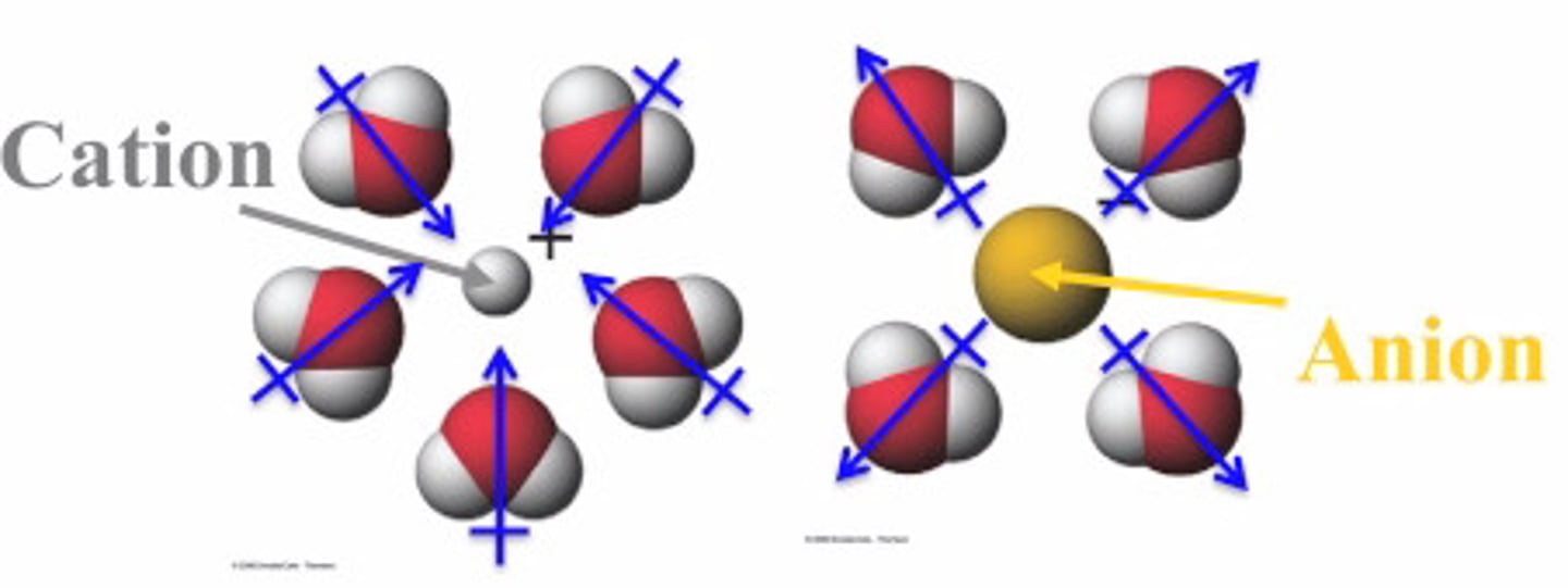<p>interactive force between ions of opposite charge. Ions will often be indicated w/ a charge around the species, showing FC that do not cancel out</p><p>requires nonzero FORMAL CHARGE</p><p>DIFFERENT from Ionic bonding *that is between a metal and a nonmetal.*</p><p>ion-dipole = ion attracted to polar dipole</p>
