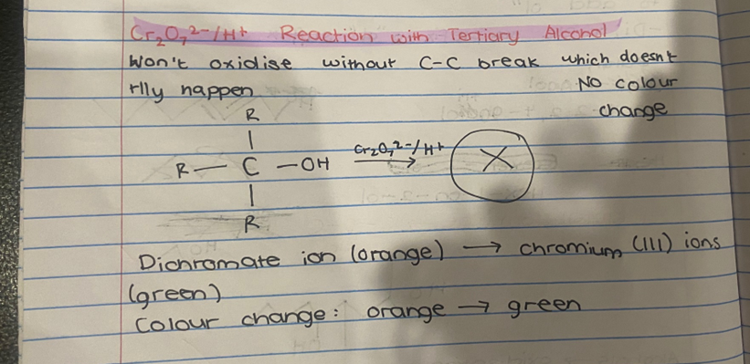 <p>NO REACTION</p><p><span>It won’t oxidise without a C-C break which doesn’t typically happen</span></p>