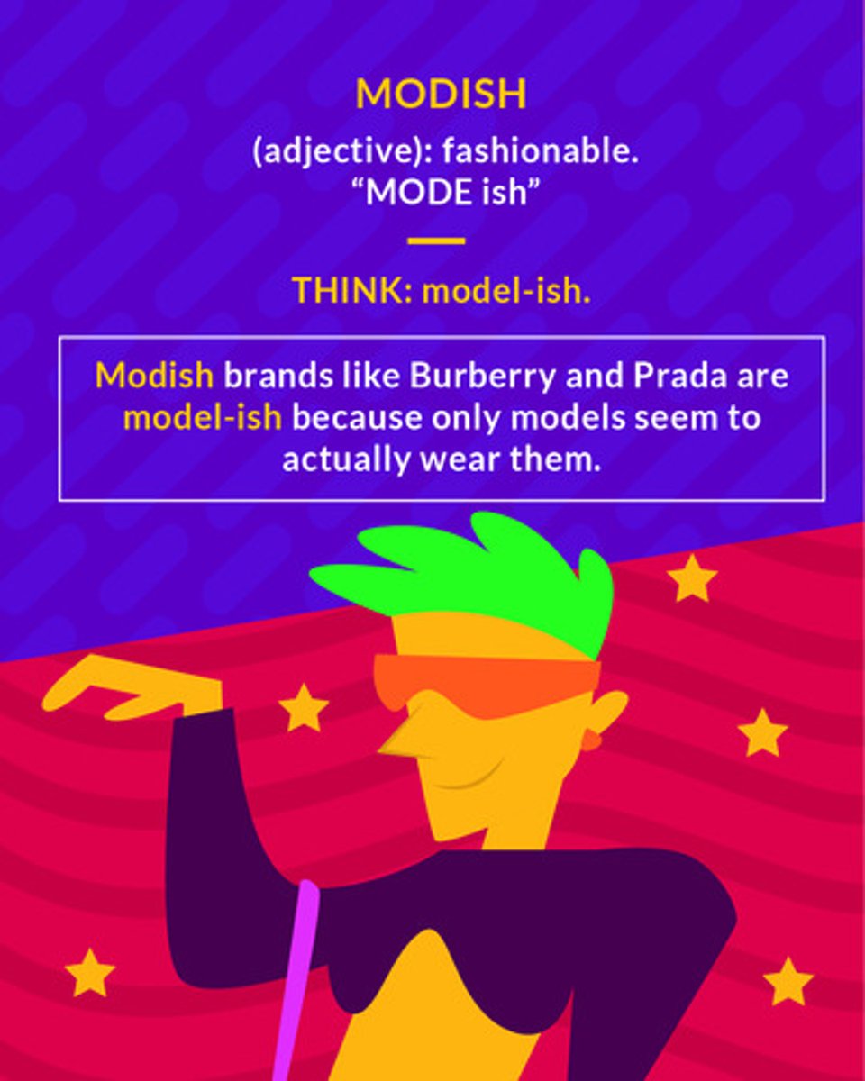 <p>(adj.) fashionable</p>