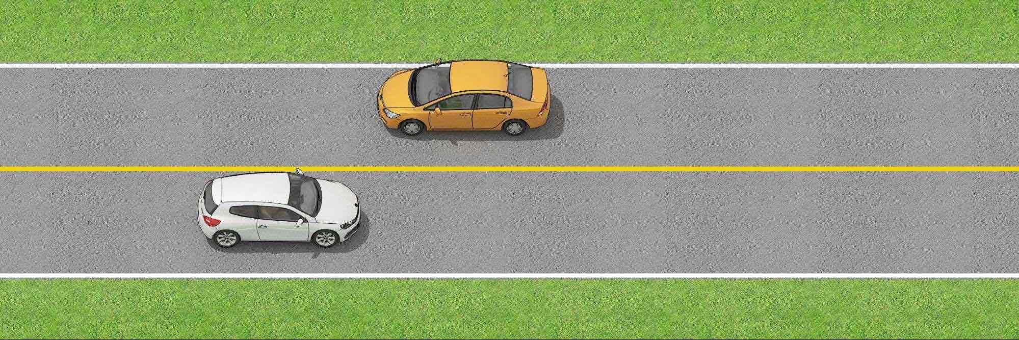 <p>Marks the center of a road with two-way traffic</p>