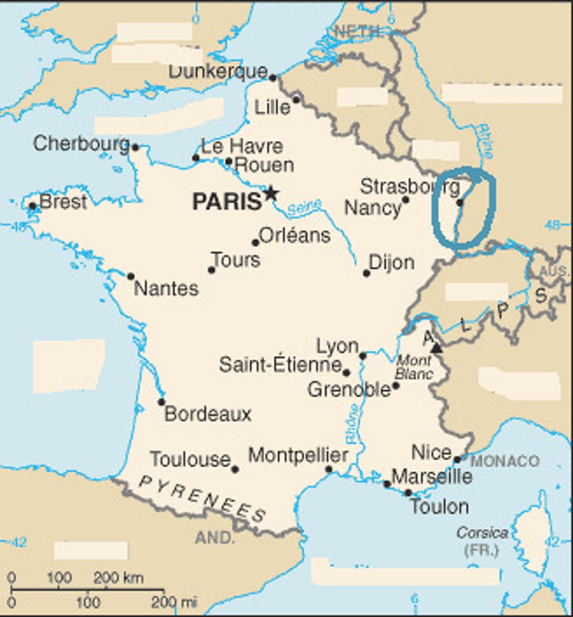 <p>Quel fleuve se trouve entre l'Alsace et l'Allemagne?</p>