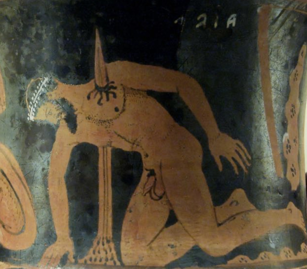<p><span><span>What is the name of the Greek warrior who committed suicide towards the end of the Trojan War as depicted in this image?</span></span></p>