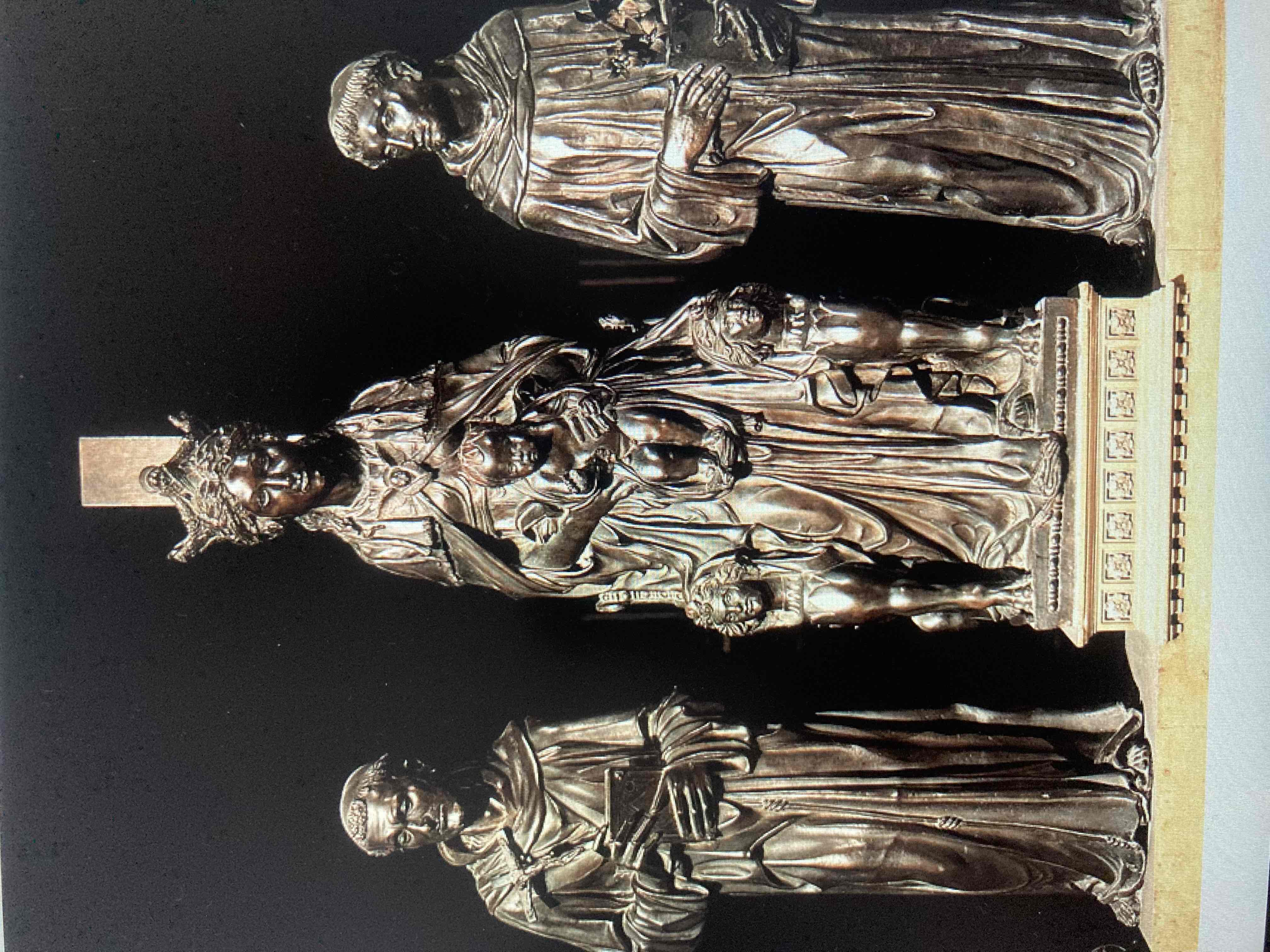 <ul><li><p>Donatello</p></li><li><p>Glavni oltar cerkve sv. Antona Padovanskega</p></li><li><p>Marija z detetom, sv. Antonom in sv. Frančiškom</p></li><li><p>Kmalu po 1446</p></li></ul>