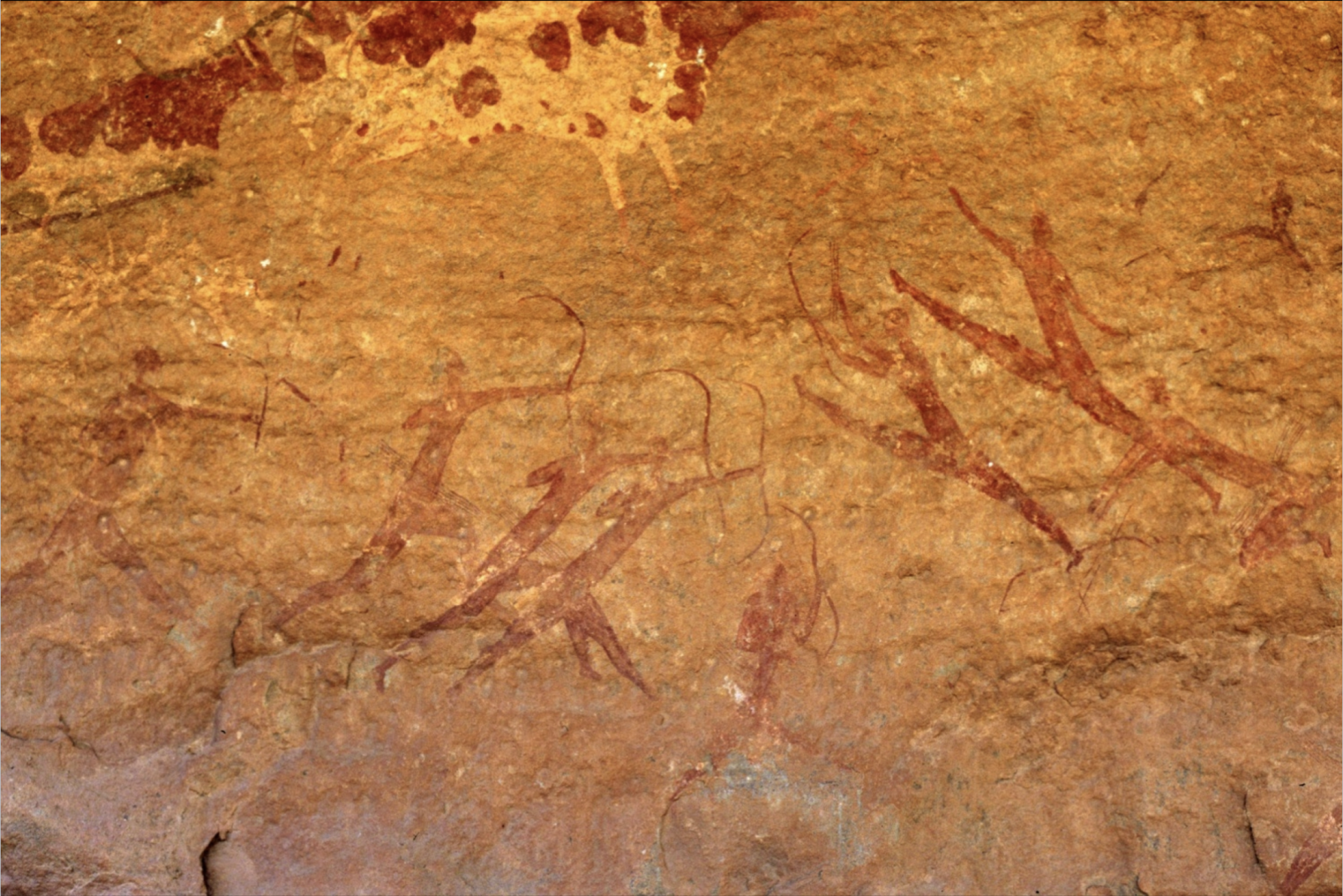 <p>Period: Prehistoric Cave Art (Archaic Style)</p><p>Location: Tassili n’ Ajjer, Algeria</p><p>Dates: 12,000<sub>BCE</sub> - 1,000<sub>BCE</sub></p><p>Medium: <span>pigment (ochre?) on sandstone</span></p>