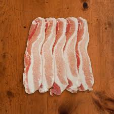 <p>from BLSL, Sliced into thin strips </p><p>Fried uncured bacon</p><p>baked uncured bacon</p>