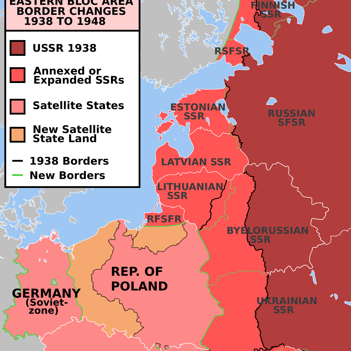 <p>By 1945, the Soviet Army had taken control of countries like Albania, Bulgaria, Hungary, Poland, Romania, and Czechoslovakia, establishing communist regimes.</p>