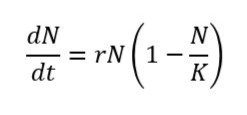 <p>a growth model that describes slowing growth of populations at high densities</p>