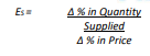 <p>Percentage Change in quantity supplied / Percentage change in price</p>