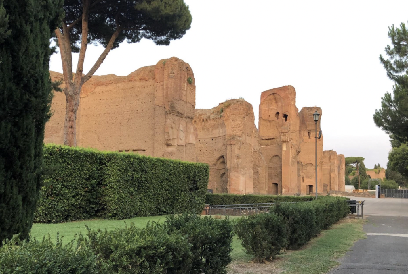 <ul><li><p><strong>Purpose</strong>: Served as public baths, social spaces, and recreational centers for Romans. People went there to <strong>bathe, exercise, relax, and socialize</strong>.</p></li><li><p><strong>Design &amp; Features</strong>:</p><ul><li><p>Huge complex covering several acres, including <strong>hot baths (caldarium), warm baths (tepidarium), cold baths (frigidarium)</strong>.</p></li><li><p>Included <strong>gymnasiums, gardens, libraries, and meeting halls</strong>.</p></li><li><p>Decorated with <strong>marble, mosaics, and sculptures</strong>.</p></li></ul></li><li><p><strong>Architecture &amp; Engineering</strong>:</p><ul><li><p>Used <strong>concrete vaults and arches</strong> to create large open spaces.</p></li><li><p>Sophisticated <strong>heating system (hypocaust)</strong> warmed the floors and walls.</p></li></ul></li><li><p><strong>Significance</strong>:</p><ul><li><p>Shows the <strong>wealth and engineering skill</strong> of the Roman Empire.</p></li><li><p>Functioned as both a <strong>cultural center</strong> and a <strong>demonstration of imperial generosity</strong> to the people.</p></li></ul></li></ul><p></p>