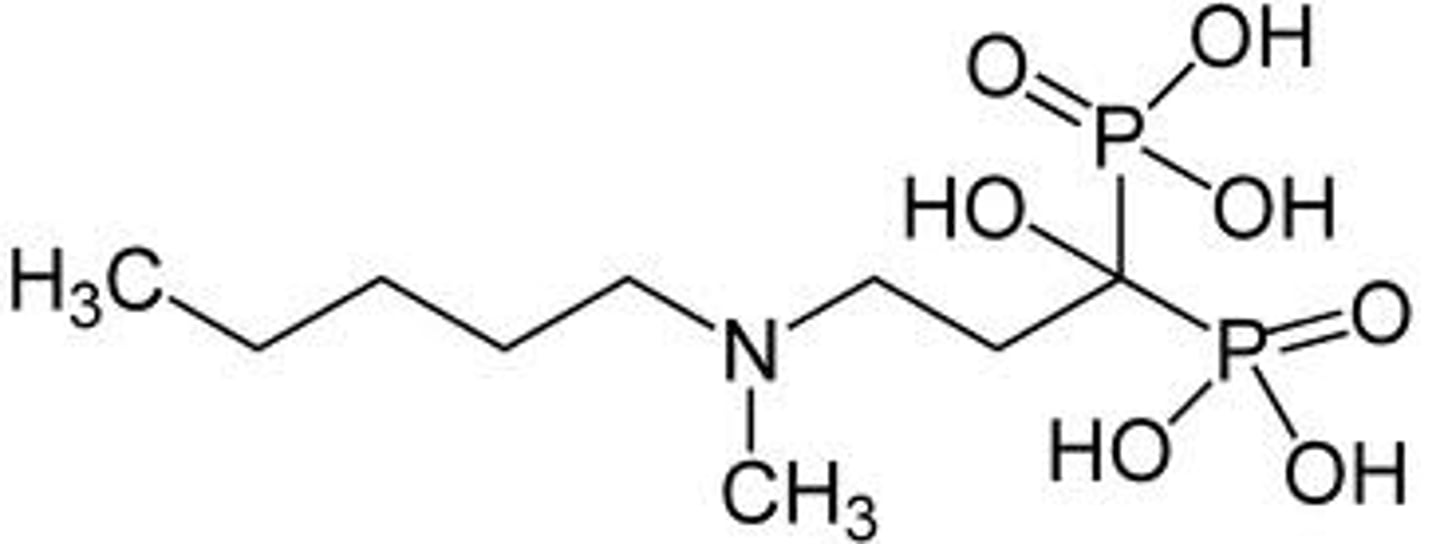 <p><strong>Brand: </strong>Boniva</p><p><strong>Class: </strong>Bisphosphanate Derivative</p><p><strong>MOA: </strong>Inhibits bone resorption via actions on osteoclasts or on osteoclast precursors; decreases the rate of bone resorption, leading to an indirect increase in bone mineral density.</p>