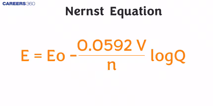 <p>E= Electric potential (volts)</p><p>E°= standard reduction potential (ActA=ActB=1)</p><p>R= gas constant(8.314J/(K*mol)= 8.314(V*C)/(K*mol)</p><p>T= temperature (K)</p><p>n= number of electrons transferred in the half-reaction</p><p>Q= reaction quotient</p>