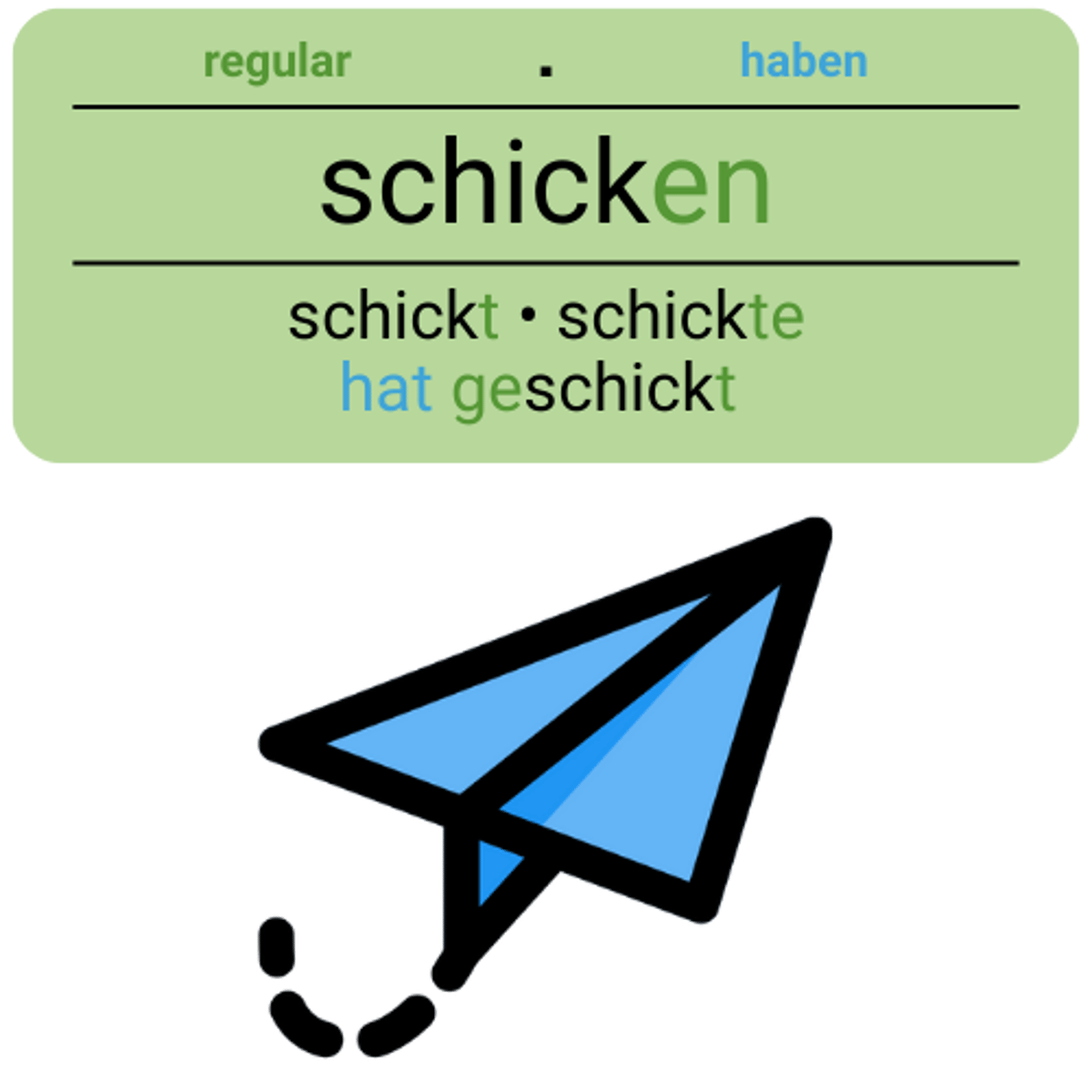 <p>schicken</p><p>(Akk., sich+A, Dat., nach+D, an+A, für+A, in+A, zu+D)</p><p>(Kannst du mir das schicken?)</p><p>(Can you send that to me?)</p>