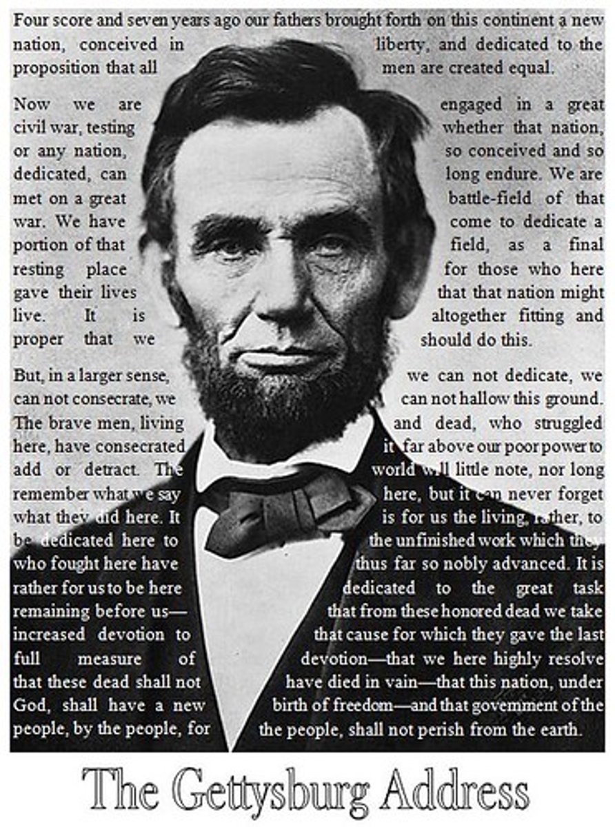<p>By Lincoln at a cemetery for Union soldiers killed at the Battle Of Gettysburg during the American Civil War.</p>