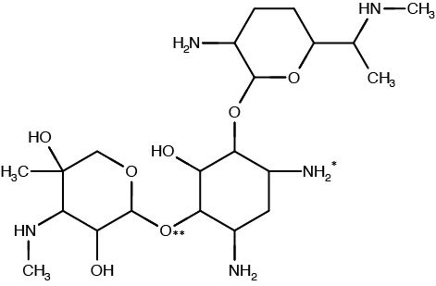<p>Amine group (amino) and a sugar (glycoside) group</p>