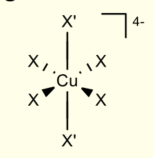 <p>elongation of axial bonds (z direction) </p>