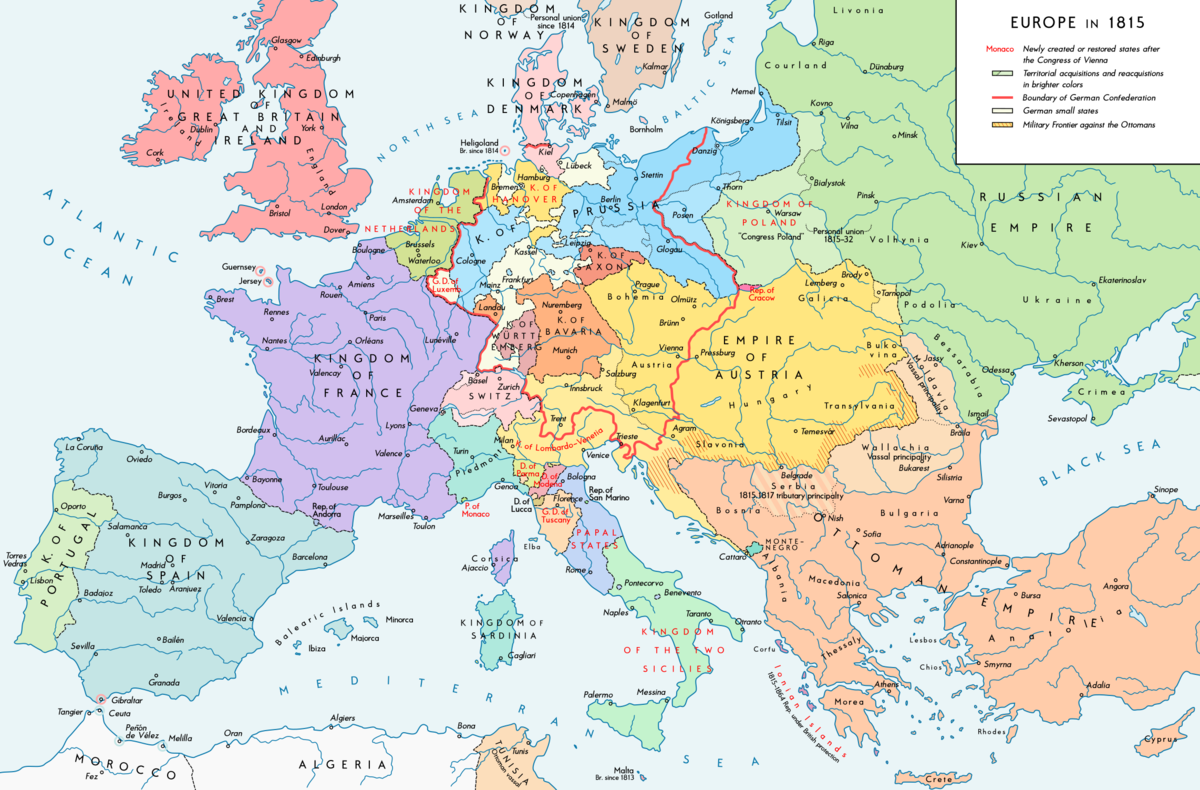 <p>Congress of Vienna exiles Napoleon, English Enclosure completes rural proletarization, Dual Rev. merge, Age of Metternich begins the Concert of Europe</p>
