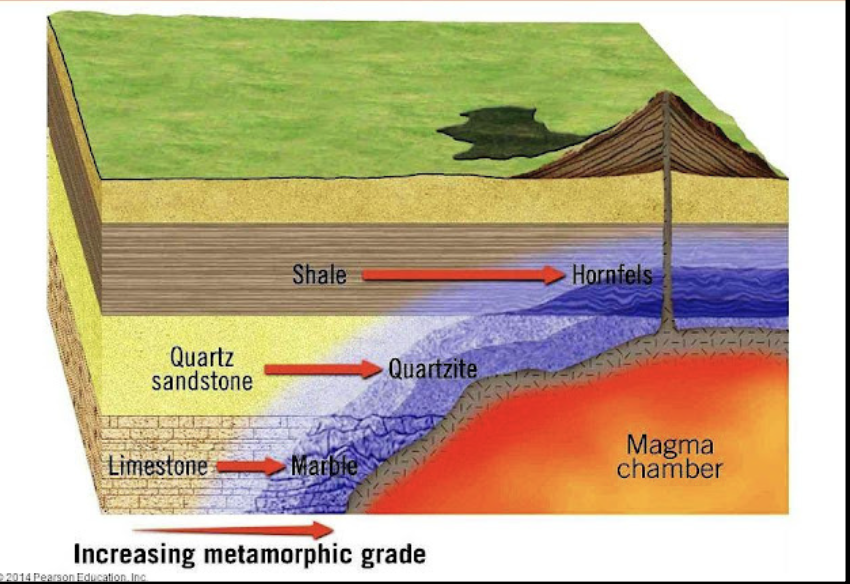 <p><strong>ROCK CYCLES:</strong></p><p>What process happens when<strong> rocks that are exposed to high temperatures and pressures within the crust form a metamorphic rock</strong>?</p><ul><li><p>4 types:&nbsp;contact, burial, regional, and dynamic</p></li></ul><p></p>