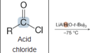 <p>What is the product of the reaction between an acid chloride and LiAlH(O-t-Bu)3 (-75 degrees Celsius)?</p>
