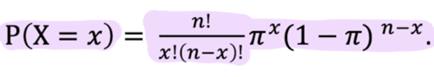 <p>pi= probability of observing an event</p><p>X= total number of events observed from n trial</p><p>n= independent trials</p>