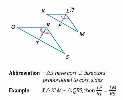 <p>lengths of corresponding angle bisectors are proportional to the lengths of corresponding sides</p>