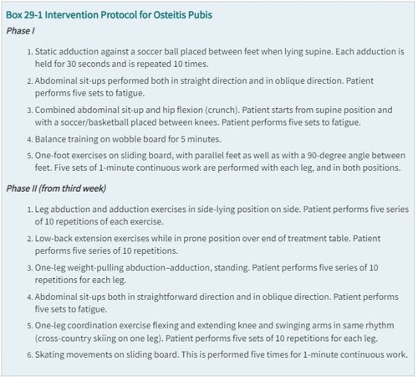 <p>Rest from weight-bearing activities, nonsteroidal anti-inflammatory medication, and physical therapy.</p>