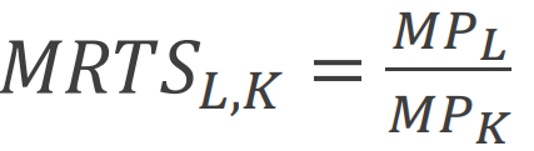 <p>the rate at which the firm can trade labour (L) for capital (K), holding the output constant</p><p>it’s the (negative of) slope of the isoquant</p>