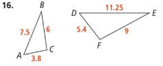 <p>Explain whether the two triangles are similar.</p>