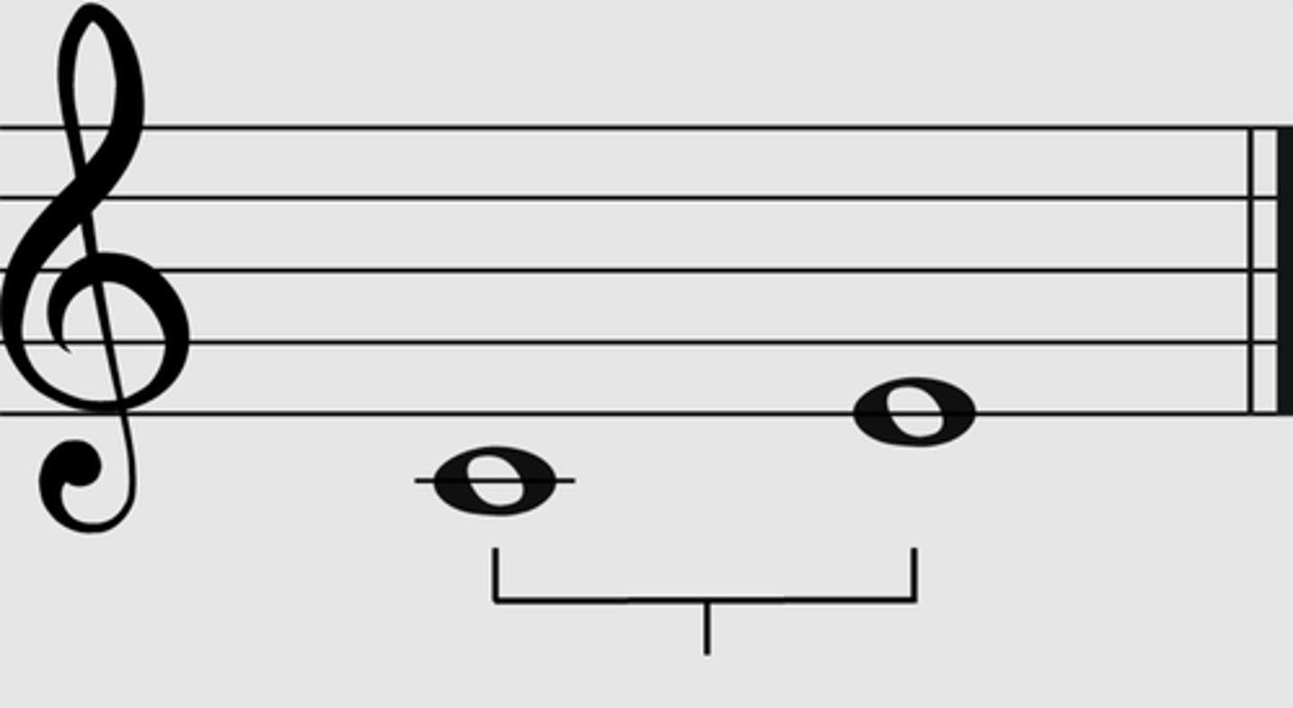 <p>movement of a melody up or down with a jump from one note to another more distant</p>