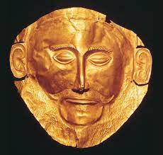 from Grave Circle A, Mycenae, Greece
ca. 1600–1500 BCE. 
Beaten gold