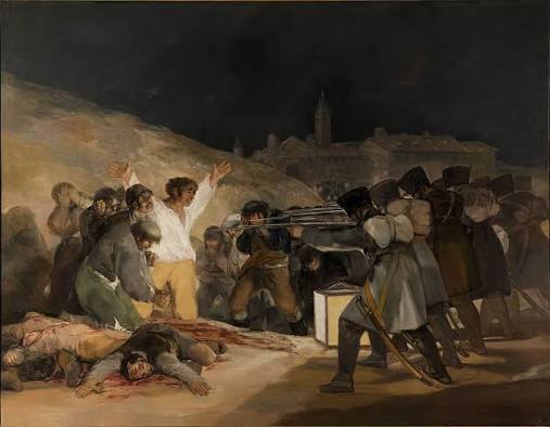 <p><span>Artist: Francisco Goya</span></p><p class="p1"><span>	•	Origin: Spain</span></p><p class="p1"><span>	•	Style: Romanticism</span></p><p class="p1"><span>	•	Meaning: Horror of war, brutality of execution.</span></p>