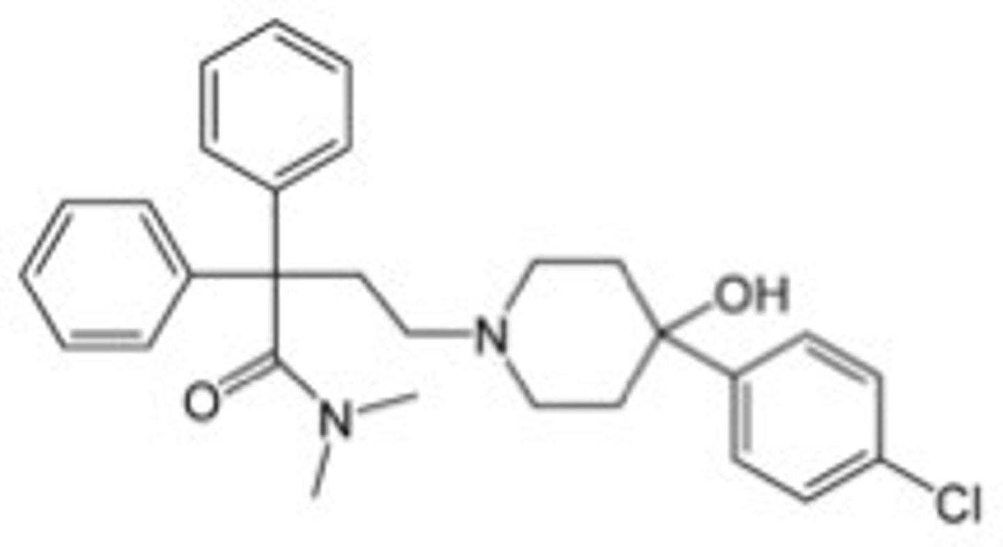 <p>mu agonist - pgp substrate (doesnt cross BBB)</p>