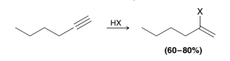 <p>Via a Markovnikov addition, in which the halogen is installed at the more substituted position</p>