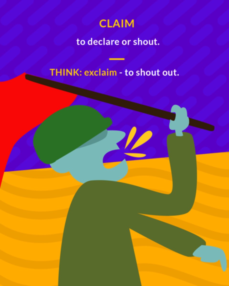 <p>to declare or shout</p>