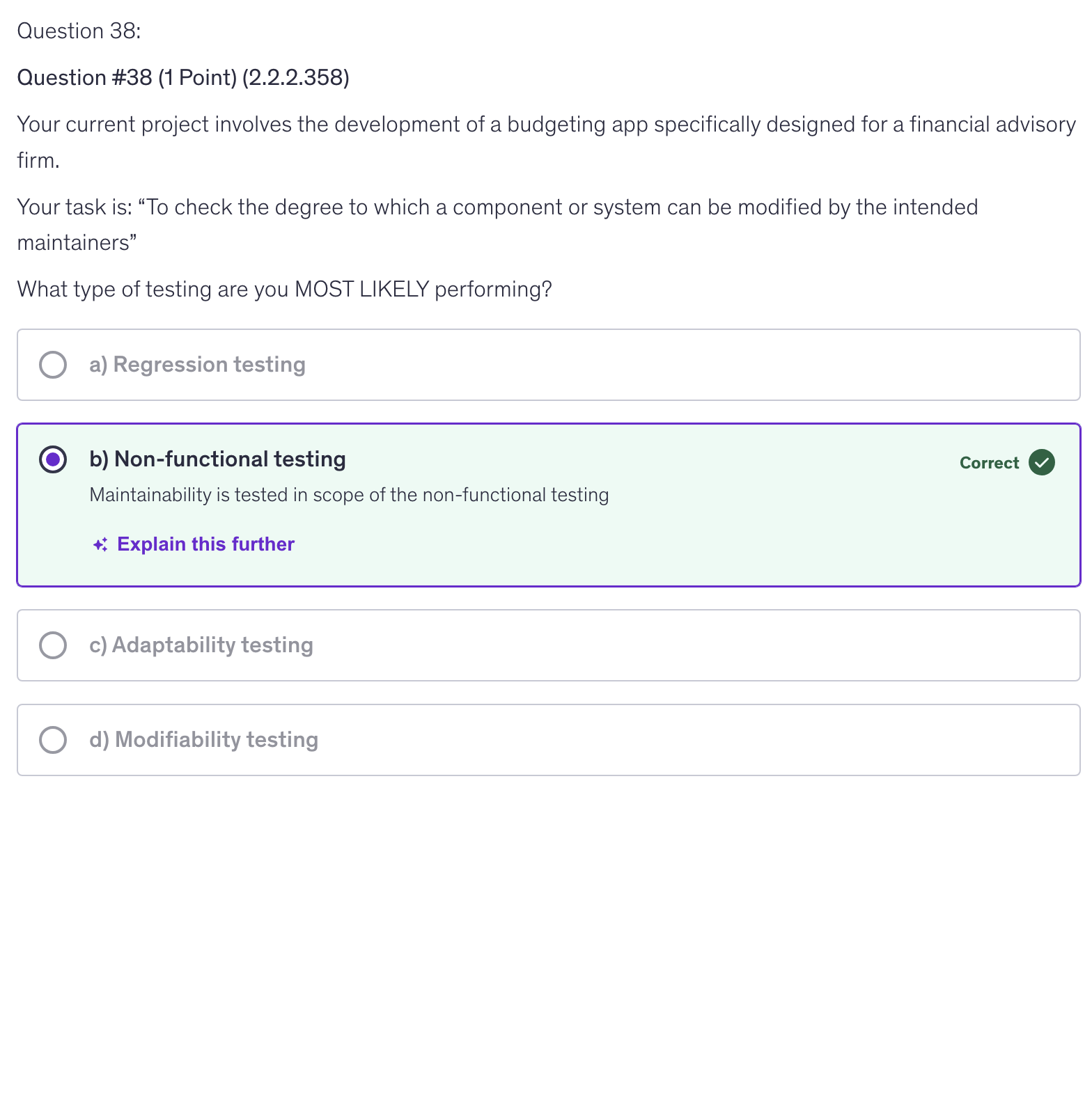 <p>b) Non-functional testing</p>