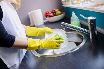 <p>Washing the dishes </p>