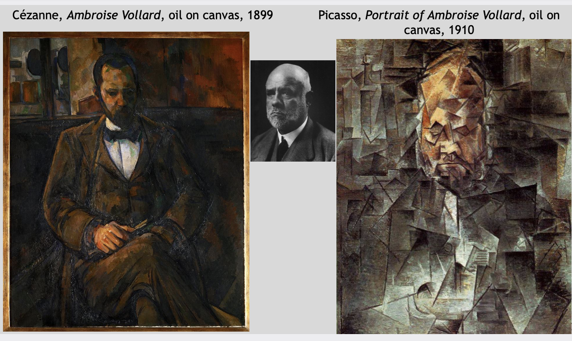 <p>Picasso</p><p>oil on canvas</p><p>1910</p><ul><li><p>cubism</p></li><li><p>representing everything inside and out about the subject; best done through fragmentation</p></li></ul><p></p>