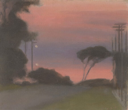 <p>Evening landscape<br>circa 1925<br>Oil on board</p>