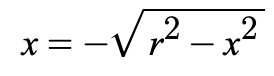 Equation for left half semicircle