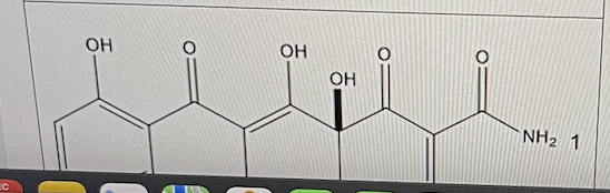 <p>Tetracycline is a commonly used antibiotic.</p><p class="p1">Using the pKa-pKb continuum and the pK tables, predict a pKa value for the amide nitrogen labeled 1 below.</p>