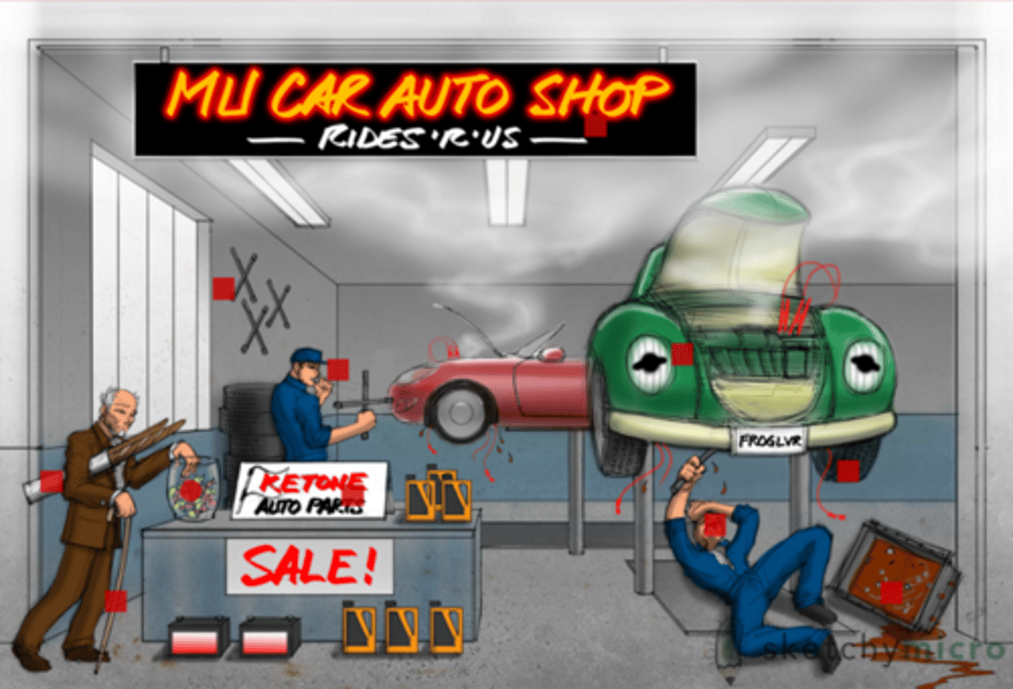 <p>garage;(mechanic's) repair shop</p>