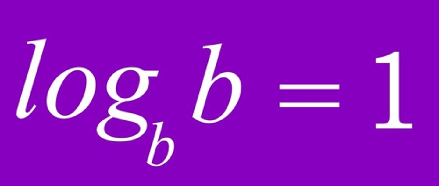 <p>log with same base as number = 1</p>
