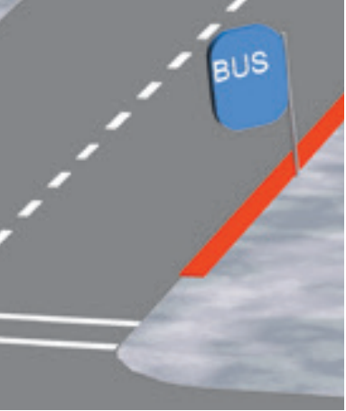 <p>No stopping, standing, or parking</p><p>Buses may stop at a red zone marker for buses only</p>