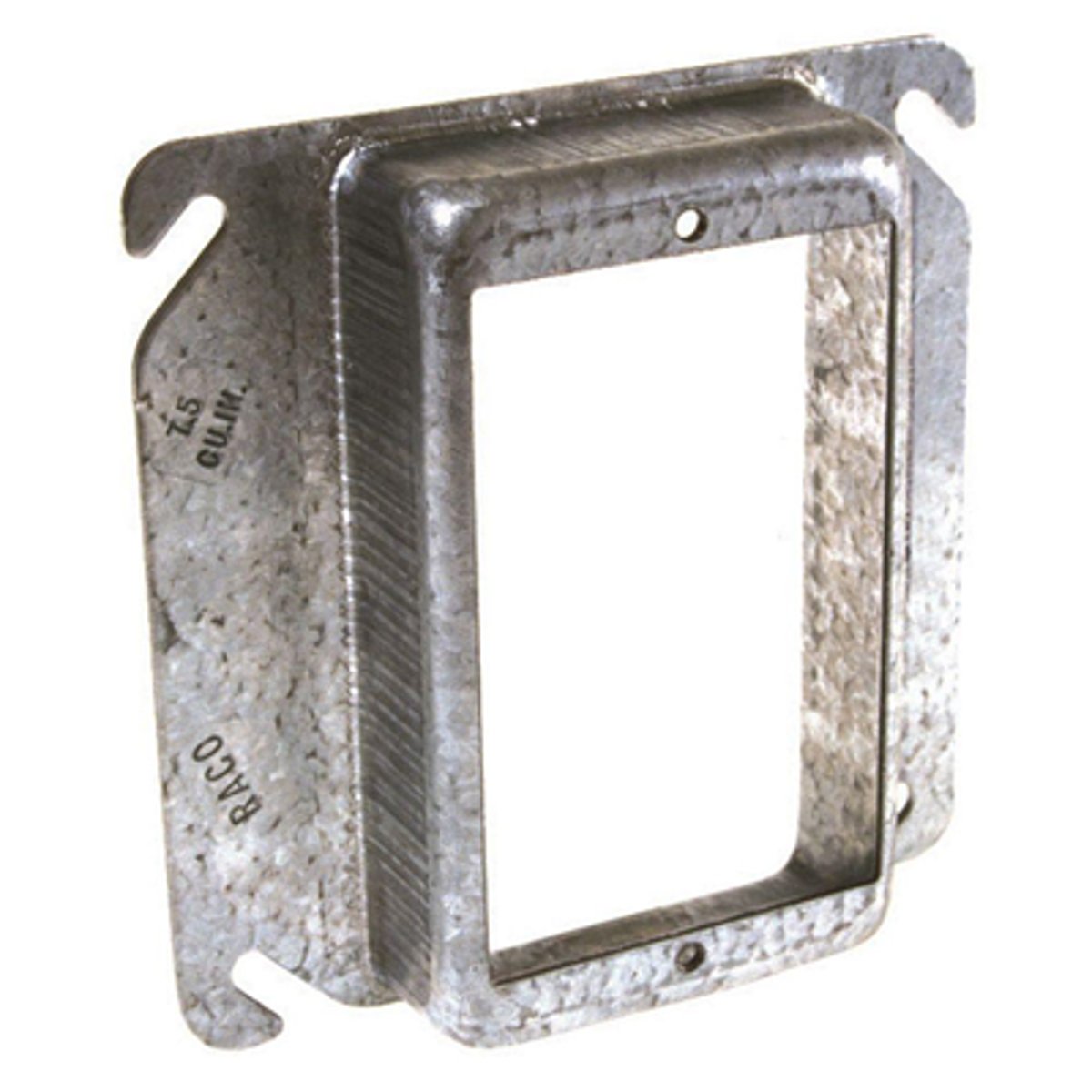 <p>Used with 4" junction boxes to adapt the box to a specific device where the box will be behind drywall or stucco. In this used for a switch or DR, but they come in many configurations and in different depths. Also called a mud ring</p>