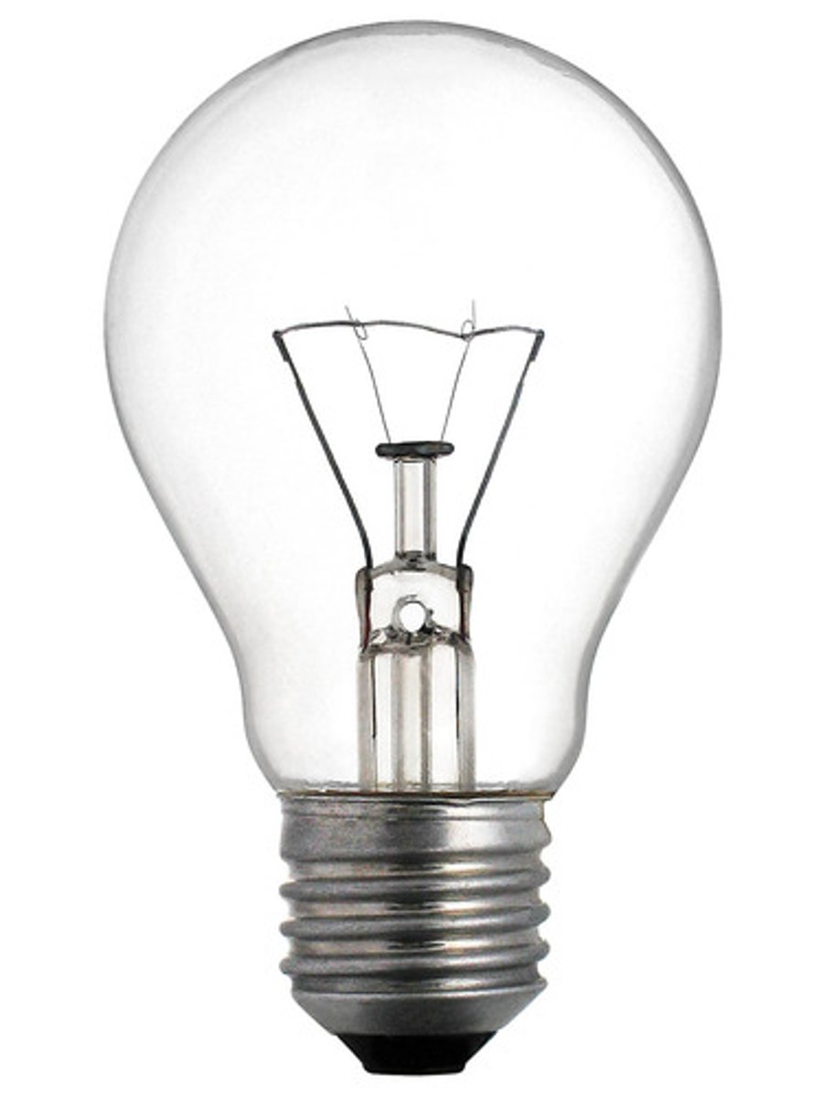 <p>-A source of electric light that works by incandescence</p><p>-An electric current passes through a thin filament, heating it until it produces light</p><p>-The enclosing glass bulb prevents the oxygen in the air from reaching the hot filament, which otherwise would be destroyed rapidly by oxidation</p>
