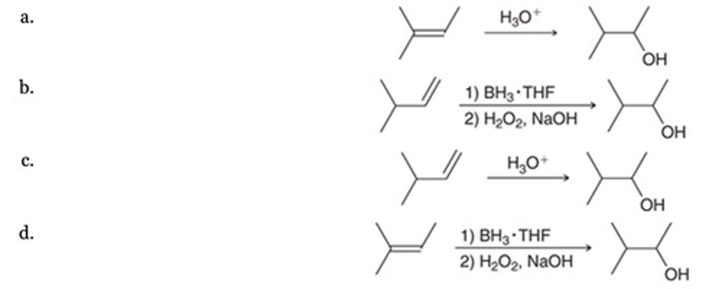 <p>Which of the following represents an efficient method for preparing the alcohol shown?</p>